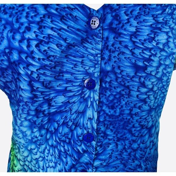 Vintage 90s Rima Hawaiian Crop Top Feathers Petals - Picture 2 of 8